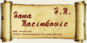 Hana Mačinković vizit kartica